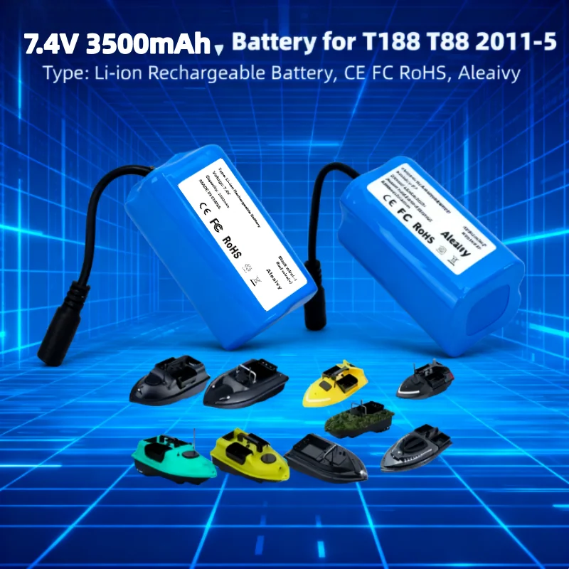 Plug and Play 7.4V 3500mAh Battery for T188 T888 V007 C18 H18 RC Bait Boat Perfect Replacement Part with USB Charging Cable