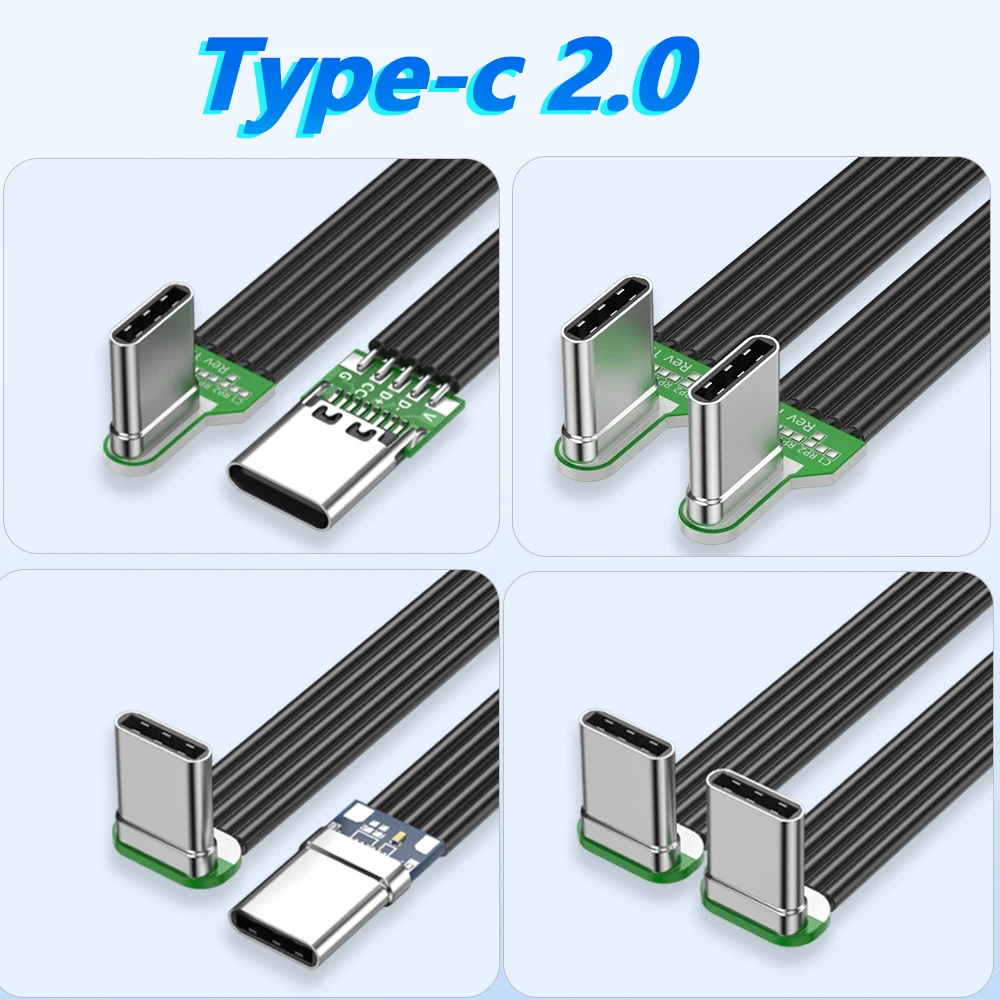 Type-c Fast Charging Data Cables Straight Up Down Left and Right Angled Supports USB 2.0 Transfer PD for Tablet Pc Mobile Phone