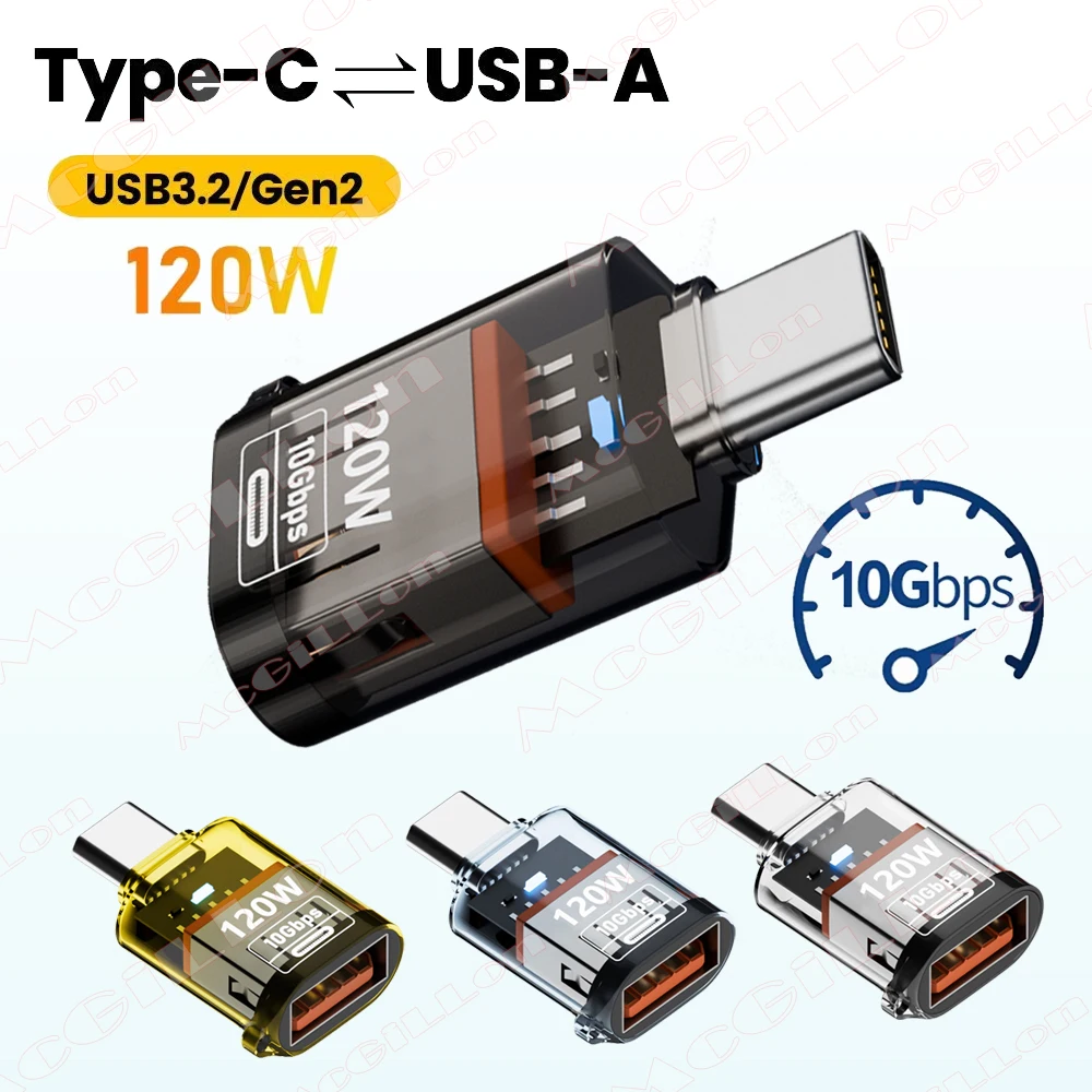 10Gbps OTG USB 3.2 To Type C Adapter 120W Fast Charging USB C Converter OTG For Xiaomi Samsung PC Tablet Audio/Data Transfer OTG