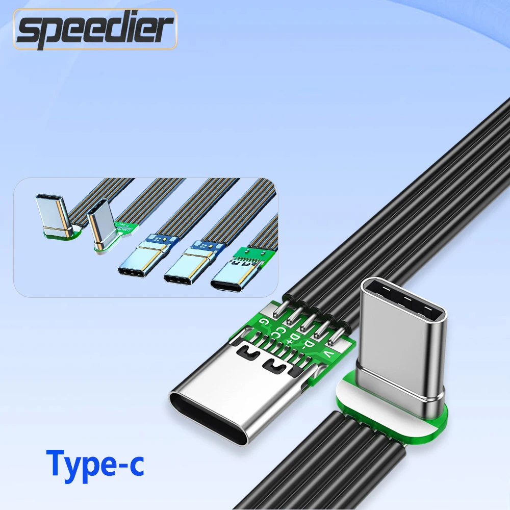 Type - C Data Cables PD Fast Charging Straight Up Down Left Right Angled Supports 2.0 Data  for Tablet Pc Mobile Phone Android