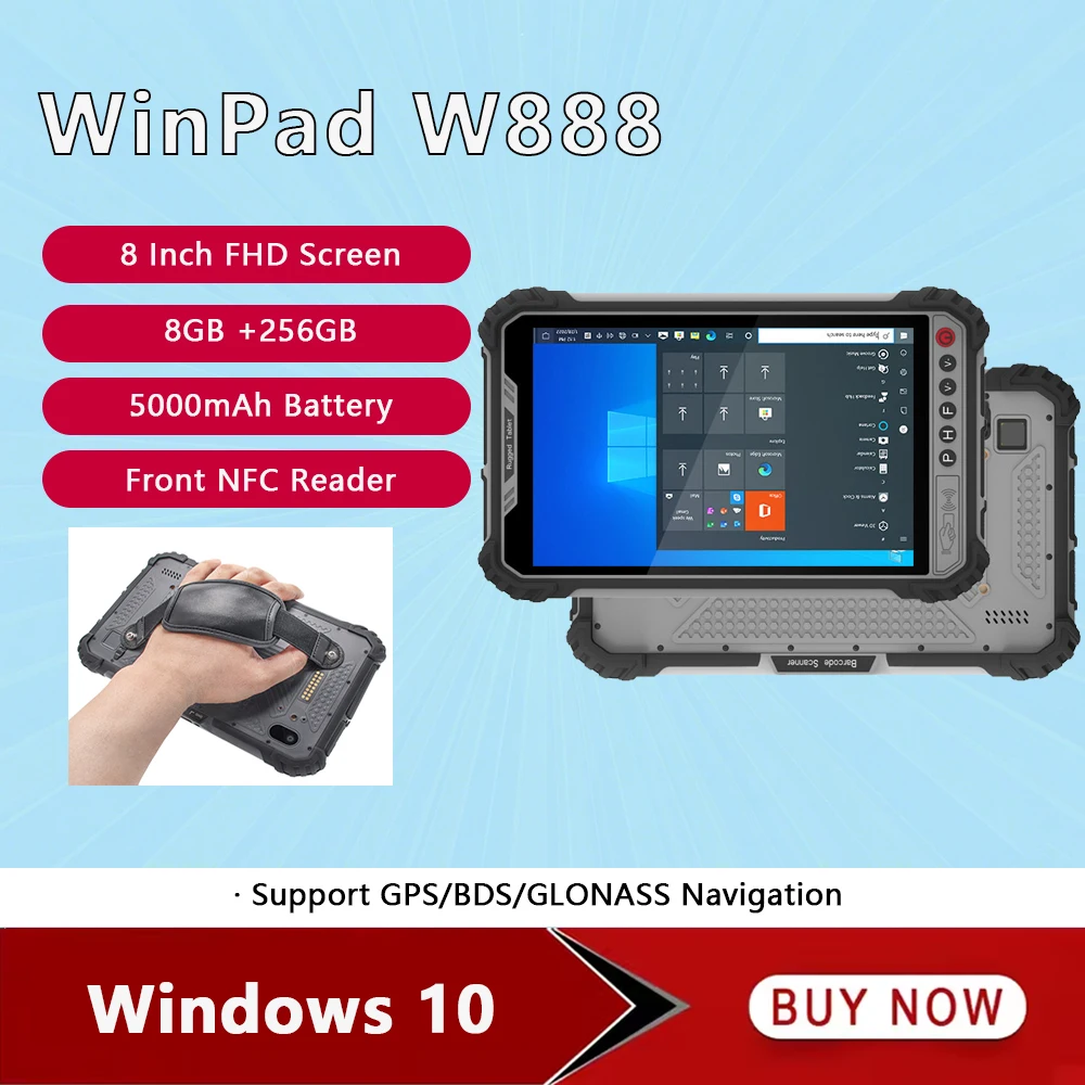 UNIWA WinPad W801 4G Rugged Tablet Windows 10 8GB RAM+256GB ROM 8.0” FHD PDA Intel I5 PC 5000mAh NFC Reader Industrial Tablets
