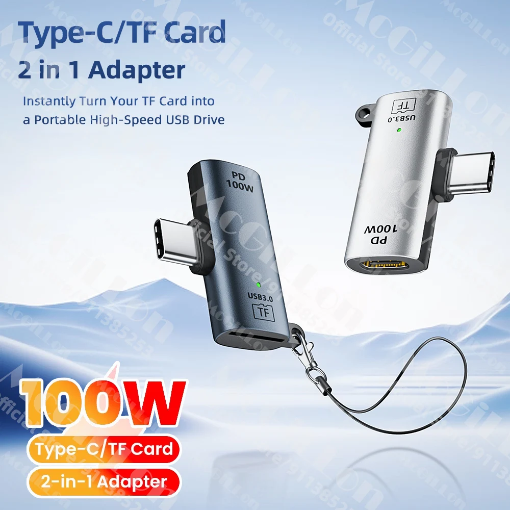 2 in 1 Type C OTG Adapter USB C To USB3.0 TF Card PD100W Fast Charging Converter OTG For Phone Tablet Laptop PC Type-C Adapter