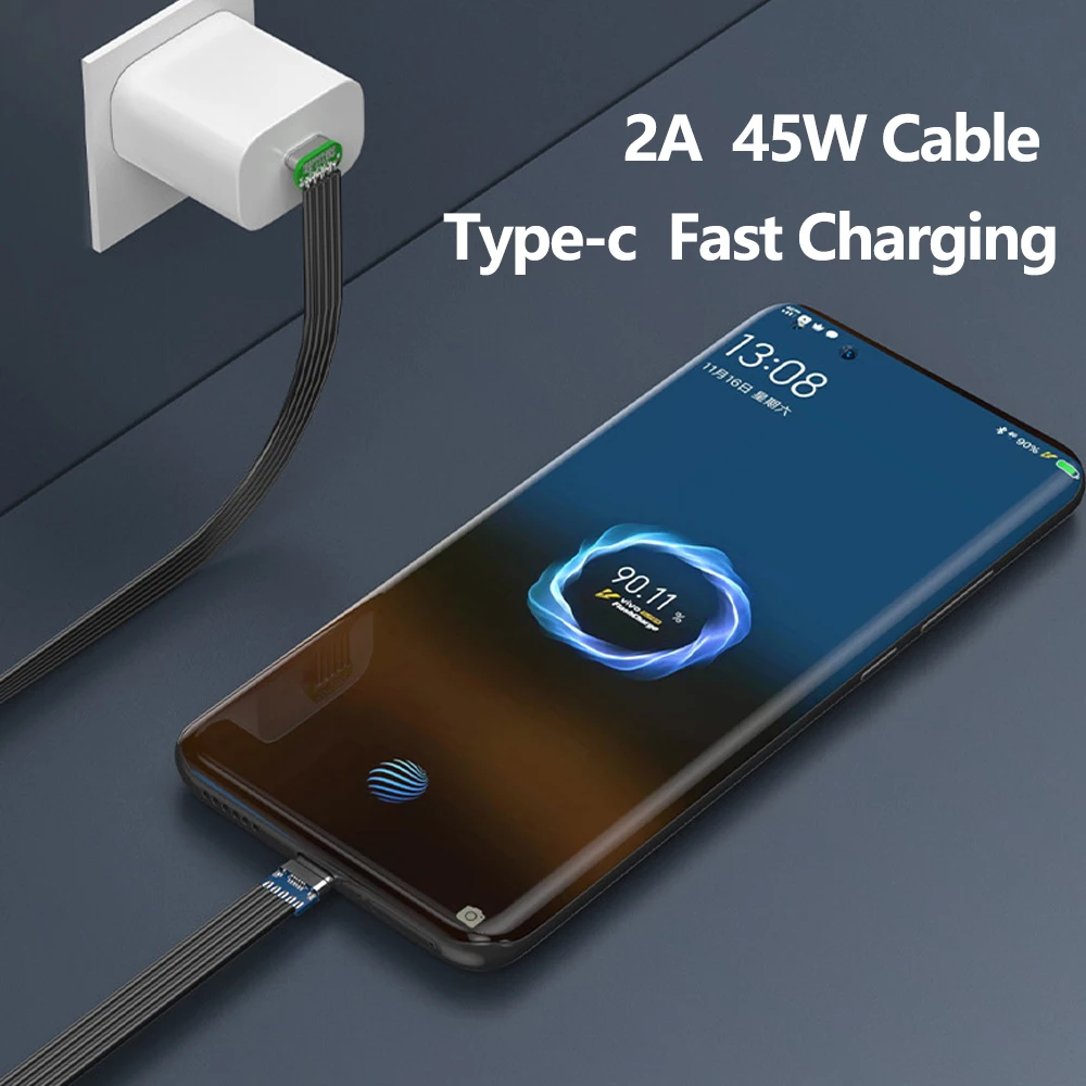 2A Type-c to Type-c Data Cable USB 2.0 PD 45w Fast Charging for Tablet Pc Mobile Phone Android  Up Down Left  Right Angled