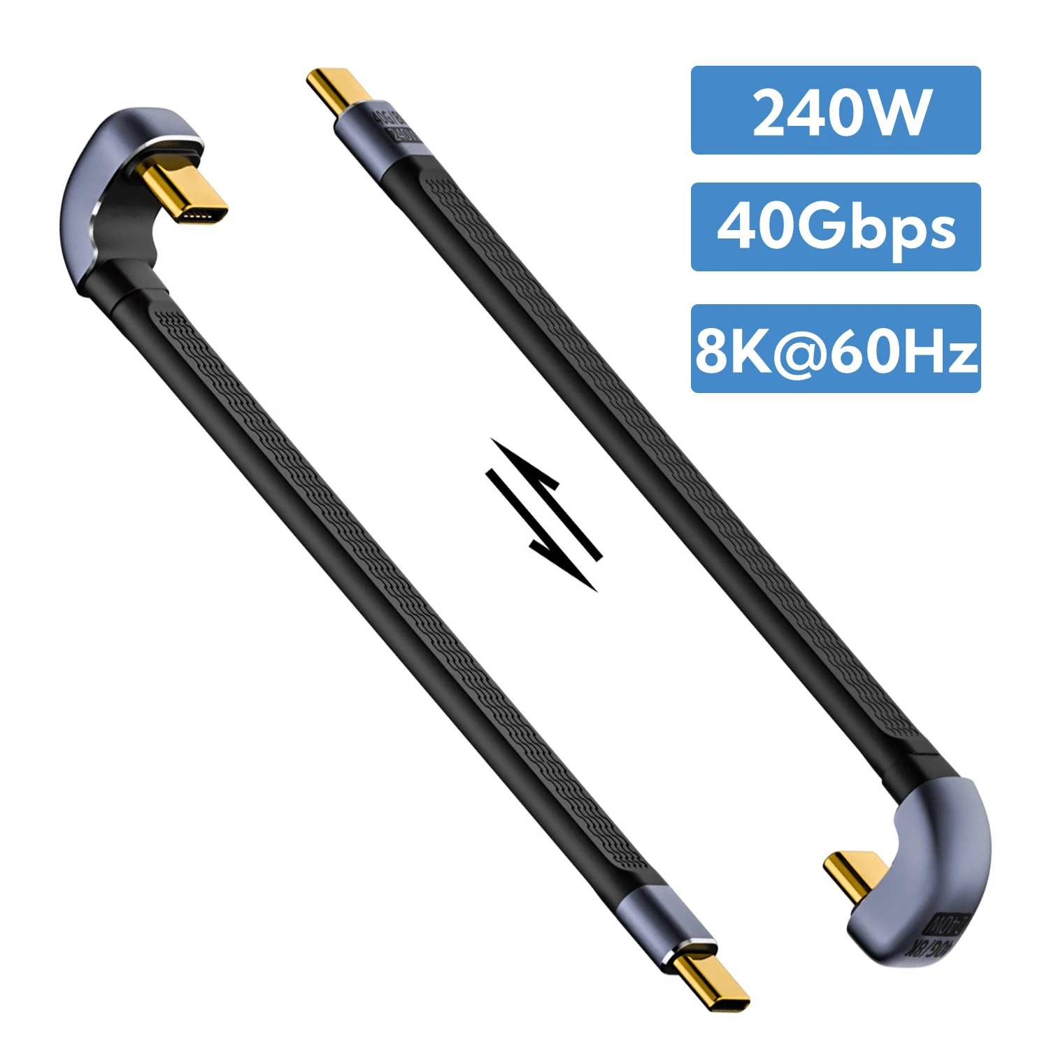 USB C 240W PD Fast Charging Short Cable 8K@60Hz Display 40Gbps USB4.0 Soft FPC Data Cable for PC Mobile Phone Tablet Power Bank