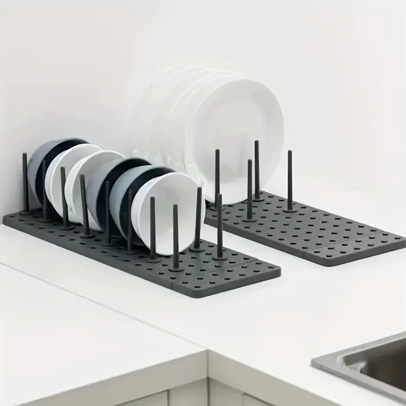 1pcs Adjustable Kitchen Bowl Rack Drawer Storage Divider Dish Drying Rack for Plates & Bowls Organization Home Accessories