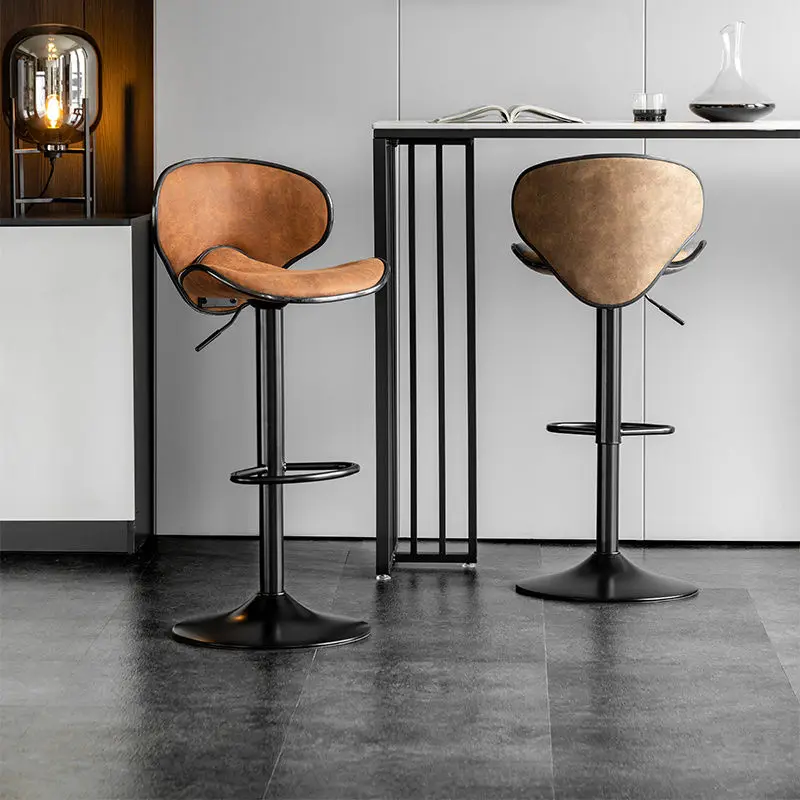 Luxury Bar Stools Retro Home Backrest Height-adjustable Metal Kitchen Bar Chair Home Decoration Furniture Chairs Accessories