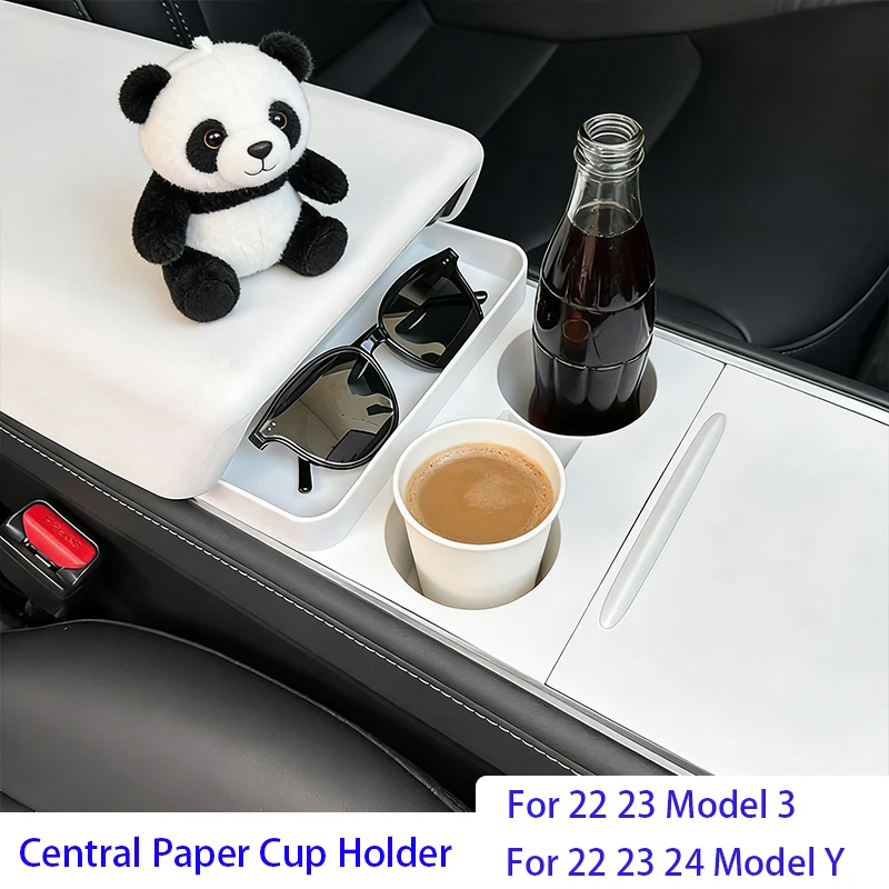 For 23 24 Tesla Model 3 23 24 25 Model Y TPE Storage Cup Holder Car Drink Cup Holder Centre Cup Holder Interior Auto Accessories