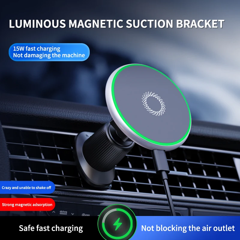 Magnetic Car Phone Holder Suitable for various vehicle models 15W Wireless Charging Phone Stand MagSafe Base Accessories