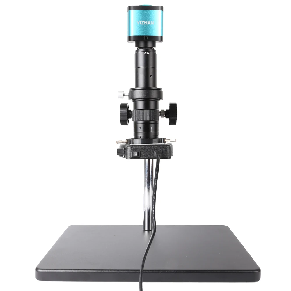 Digital Monocular Microscope Industrial Camera Large Base Bracket LED Ring Light TF Card Slot 180x Zoom Lens PCB Soldering