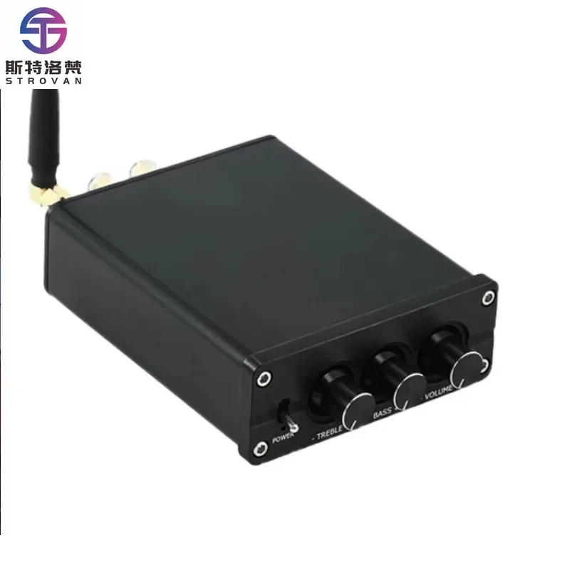 2*50W Mini Bluetooth Home Audio Stereo Amplifier Receiver 2.0 Channel Digital Class D Integrated Home Speakers Aluminium