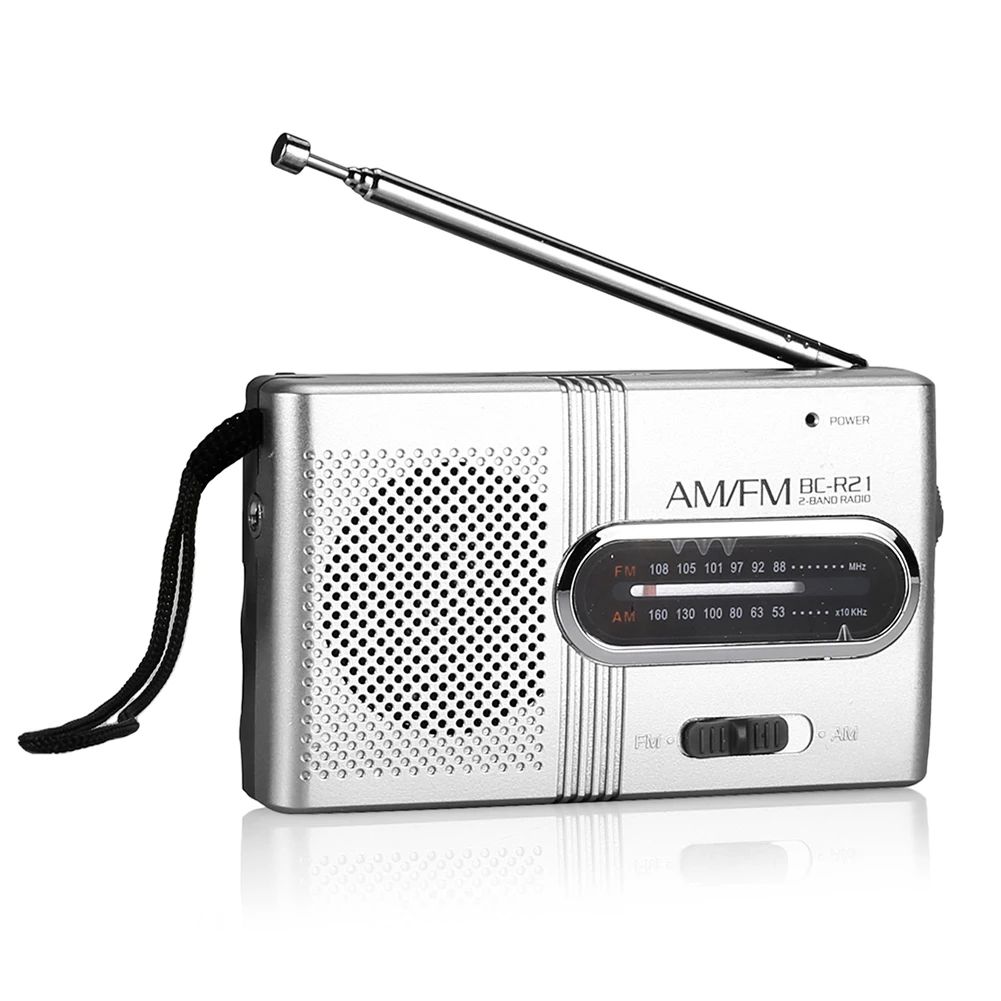 BC-R21 Mini AM FM Radio Battery Powered Portable Radio Best Reception Longest Running Time Walking Home Speaker