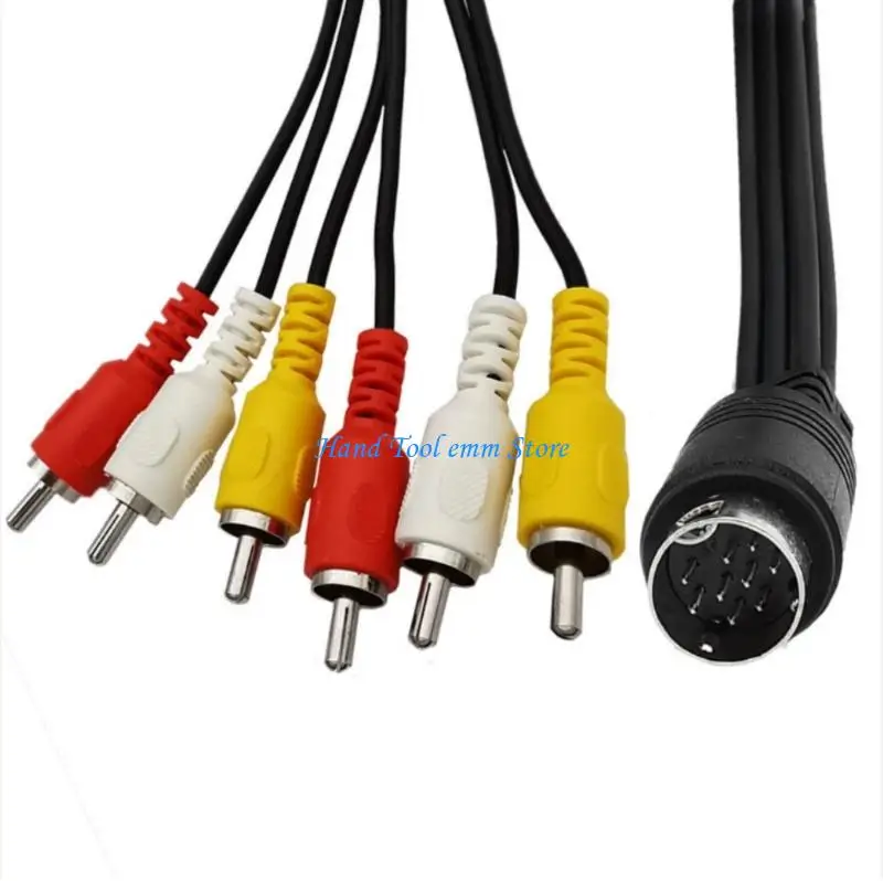 H37F Coppers Cores Mini DIN 9Pin To 6RCA Cable For Home Theater And Multimedia