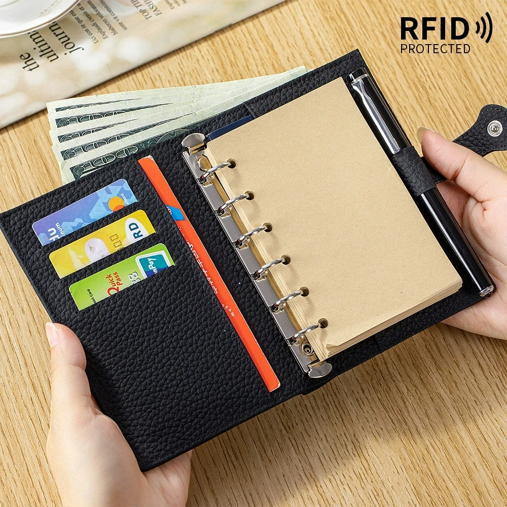 Leather Mini A7 Travel Journal Portable Diary Notebook Pocket-sized Passport Holder Multi-functional Ladies Wallet