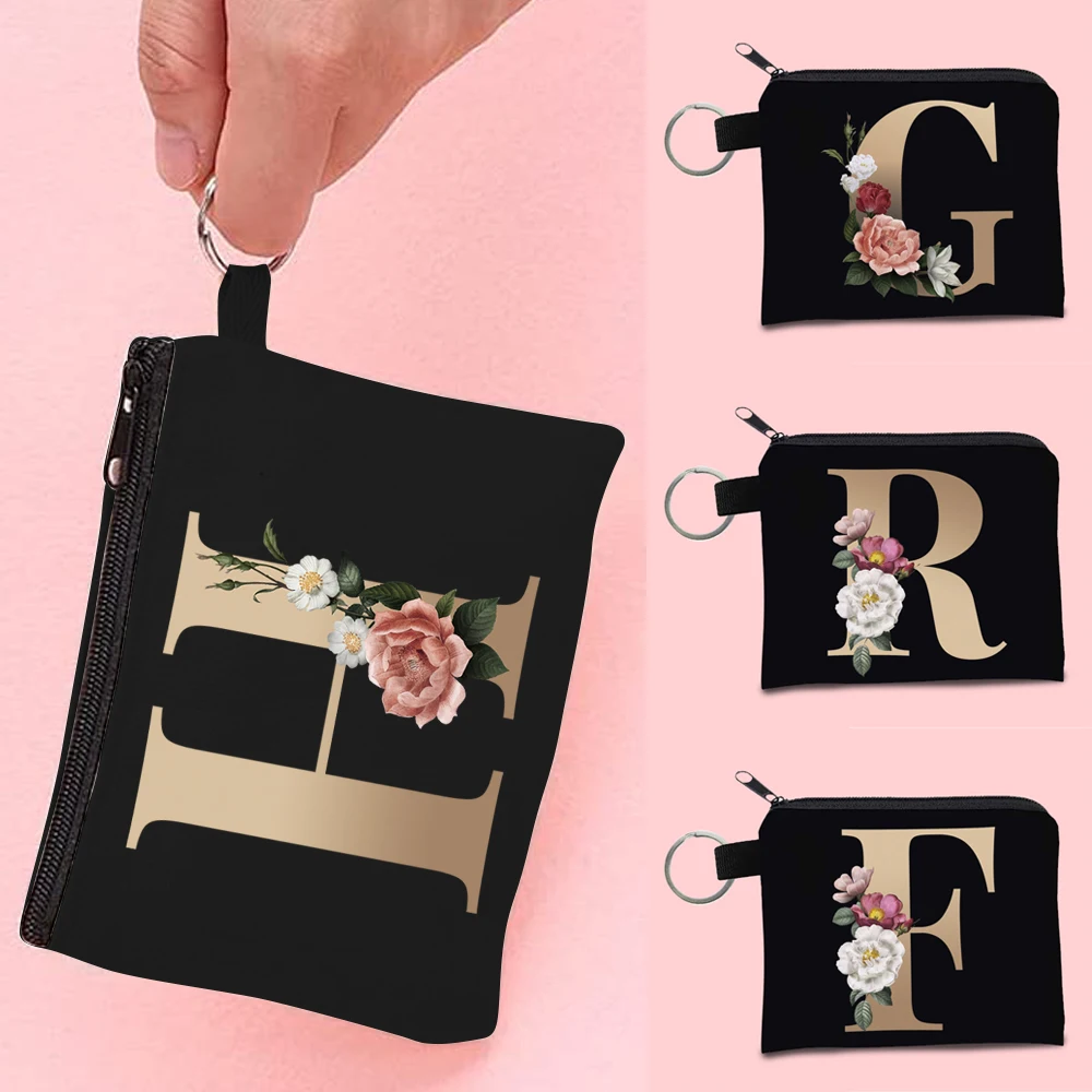 Canvas Shoppers Coin Purses Women Clutch Pouch Mini Organizer Travel Makeup Bag Gold 26 Letters Luxury Tote Bags Coin Wallet
