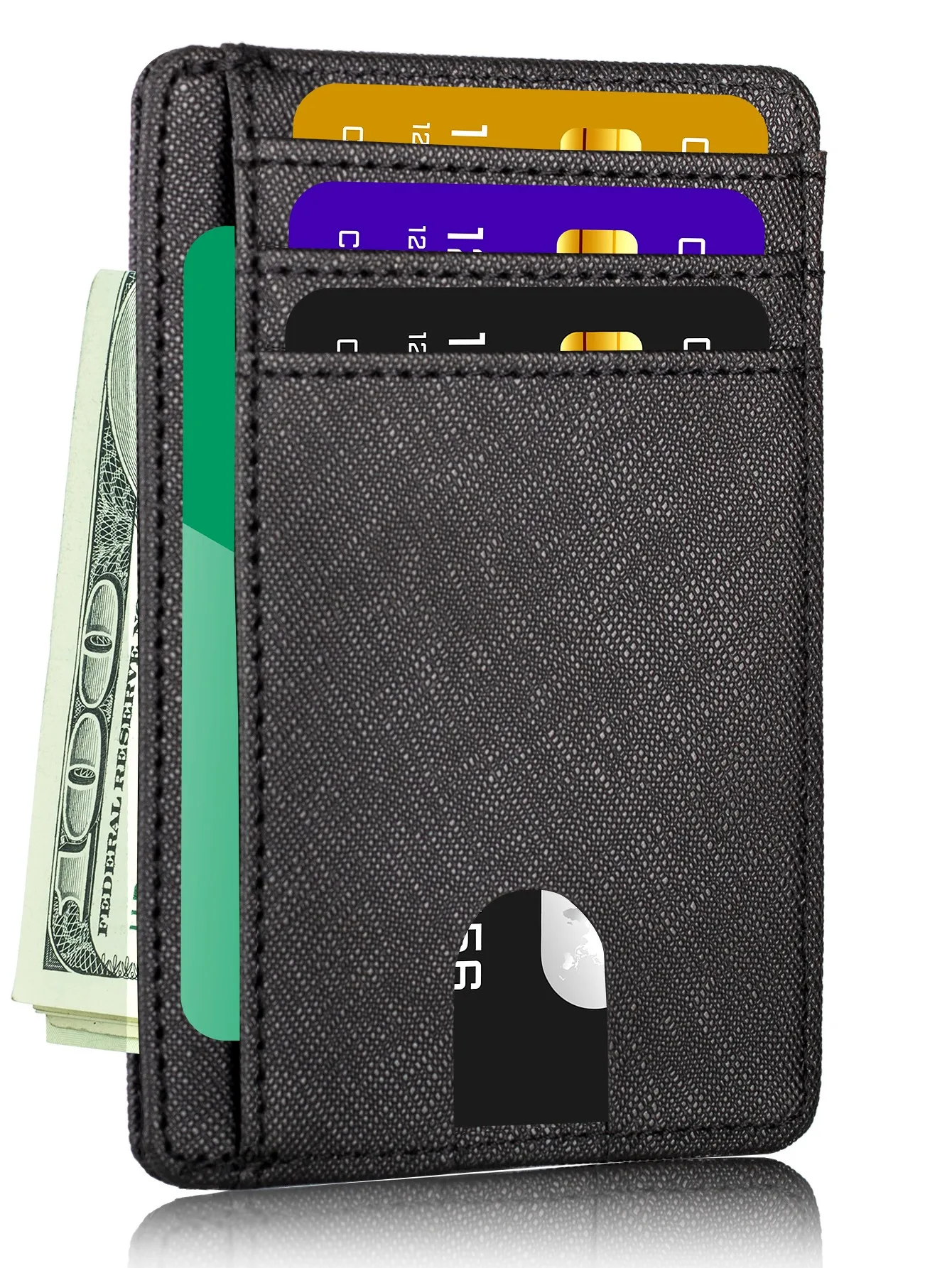 RFID Blocking Men's Leather Wallet Slim Credit Card Holder Business Male Portable Mini Travel Purse For Man