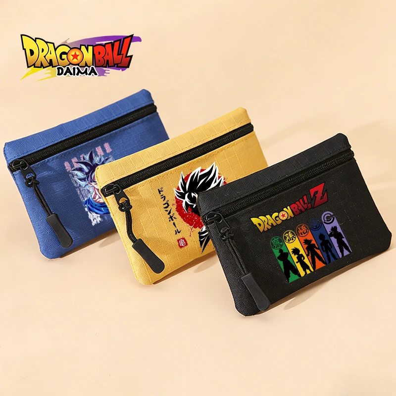 Dragon Ball Man Mini Wallet Anime Cartoon Print Coin Purse Small Zip Purse Woman Portable Money/Card Storage Bag Card Holder