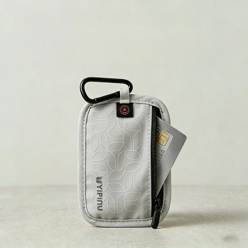 ‌RFID Blocking Zipper Card Holder with Hook Polyester Large Capacity Anti Theft Wallet Purse Mini Bag for Travel Daily Hot Sale