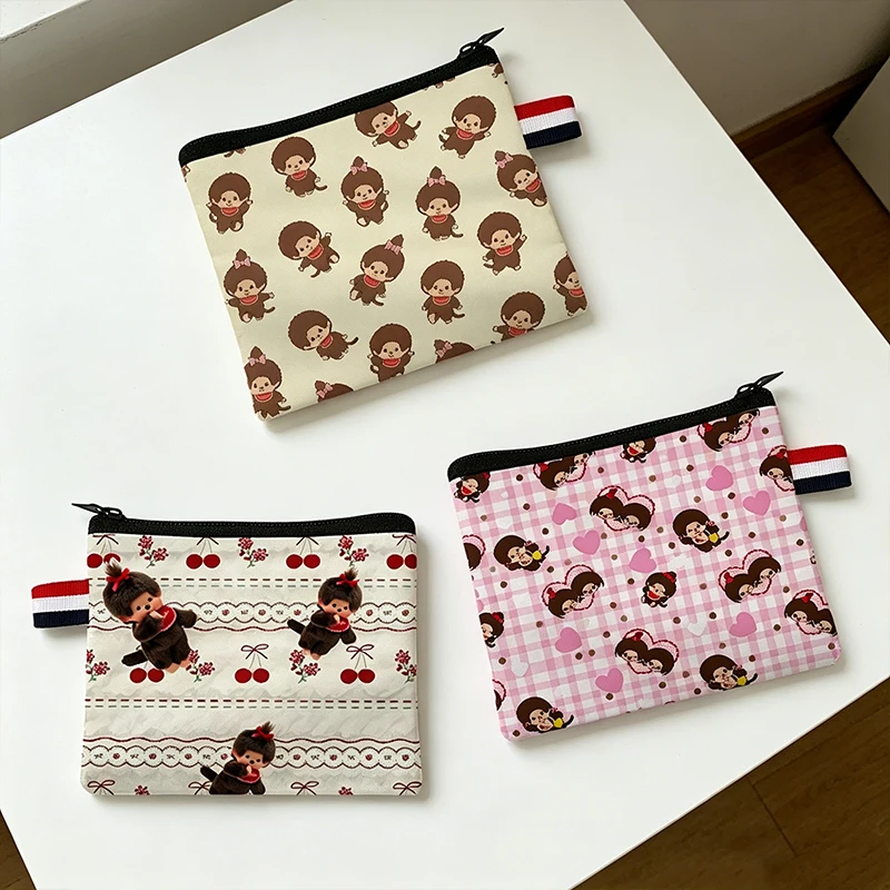 Monchhichi Sublimation Wallet Coin Purse Portable Wallet Women Cartoon Print ID Card Storage Bag Girl Cute Small Makeup Bag Gift