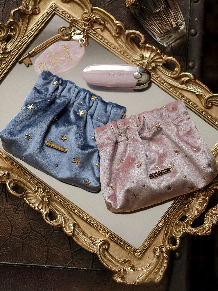 Women's Small Cosmetic Bag Velvet Makeup Pouch Mini Lipstick Bag Travel Sanitary Napkin Storage Bag Coin Money Card Bag Wallet