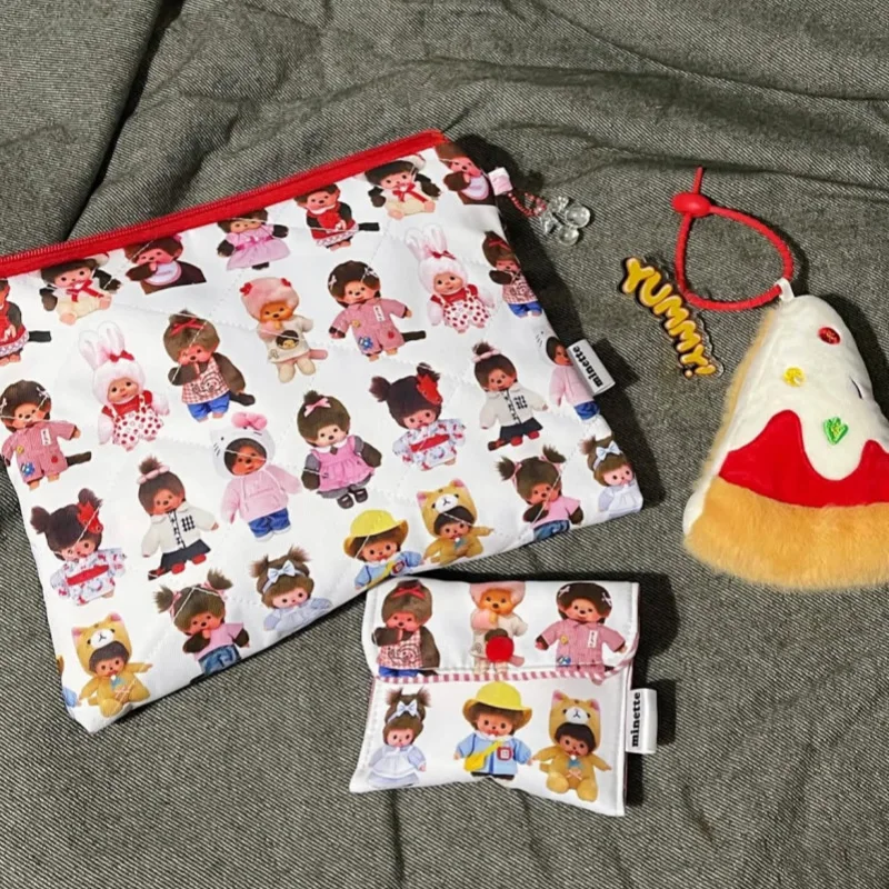 Cartoon cute QiQi printed earphone bag, portable small wallet, mini storage bag, pocket money bag, ID card bag