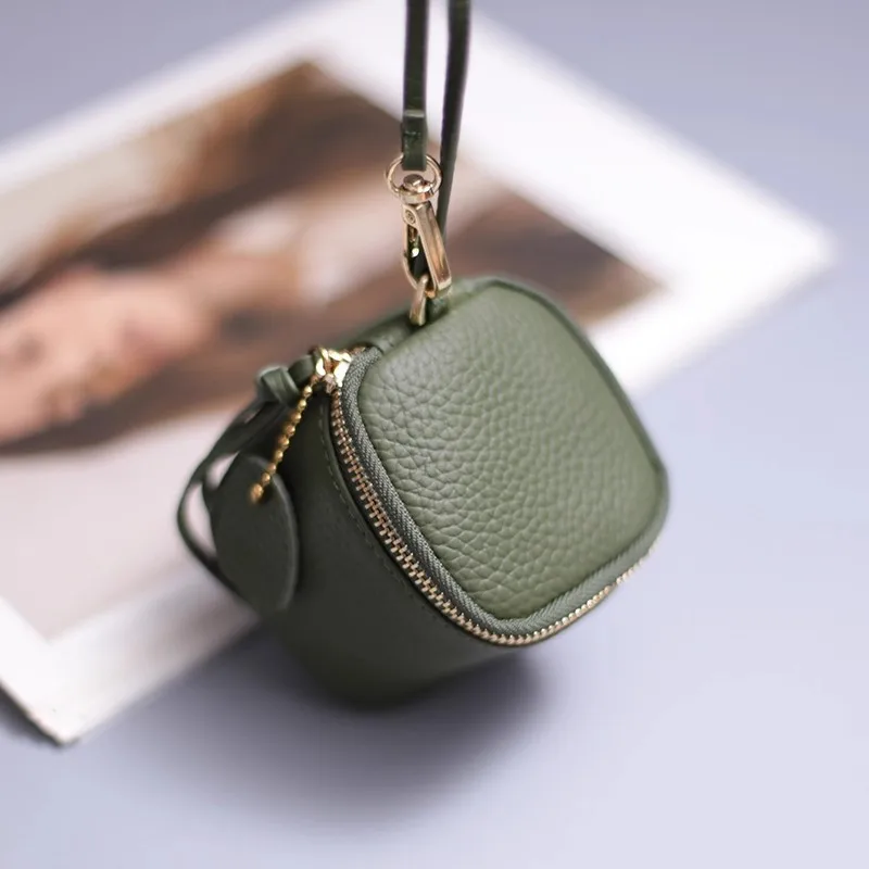 Vintage Leather Round Bucket Lipstick Coin Mini Travel Wallet Ladies Portable Multipurpose Daily Outdoor Makeup Storage Acces