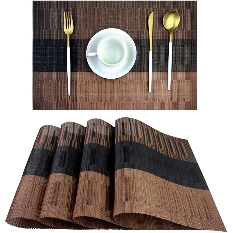 2Pcs Table Mat Set Non-Slip Bowl Pad Coasters  Waterproof Table Cloth PVC Washable Placemats Restaurant Kitchen Accessories