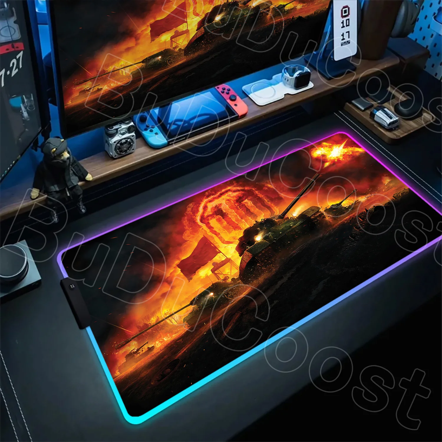 RGB Mousepad Gaming World of Tanks Mouse Pad Backlight Keyboard Rug Large Size Rubber Table Pad Antislip Base Desktop Mouse Mats