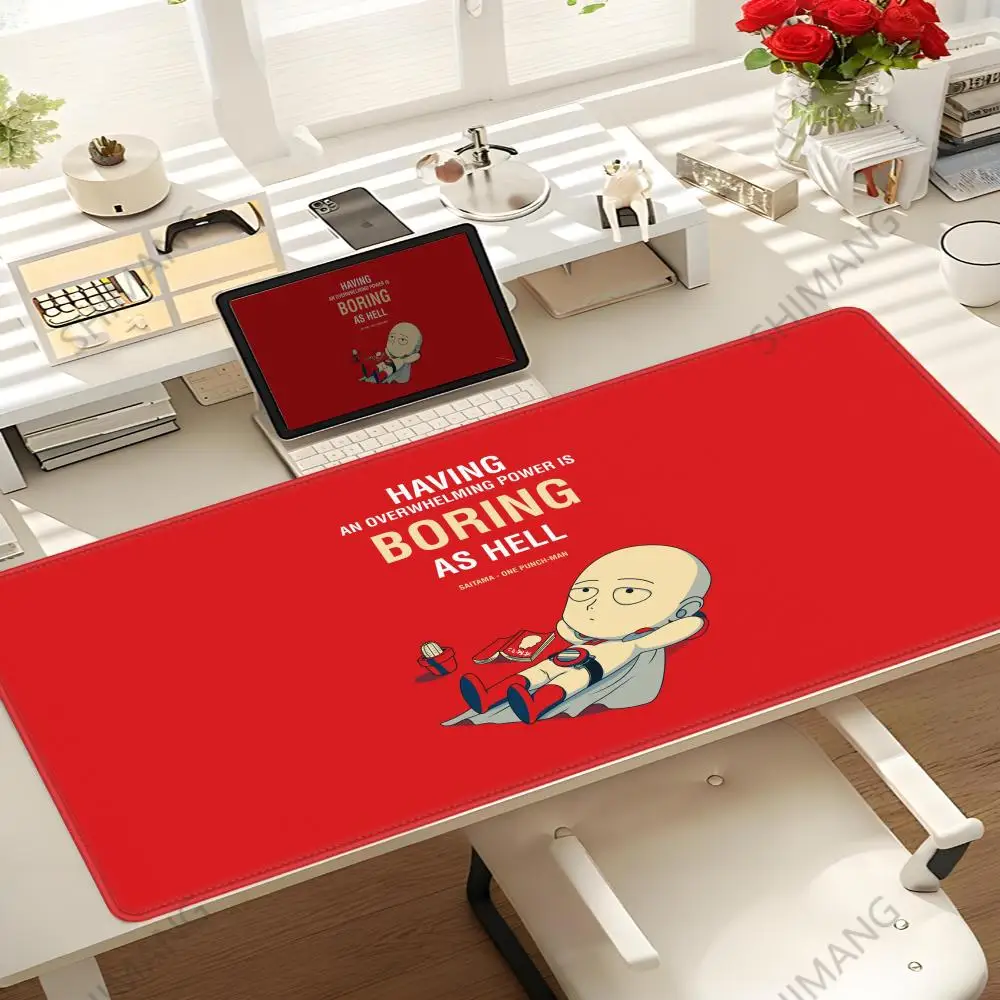 Um PUNCH-MAN Saitama Grande RGB Mouse Pad, XXL LED Mouse Mat, Japão Mousepad, almofadas de mesa, tapetes de teclado, Desk Rug
