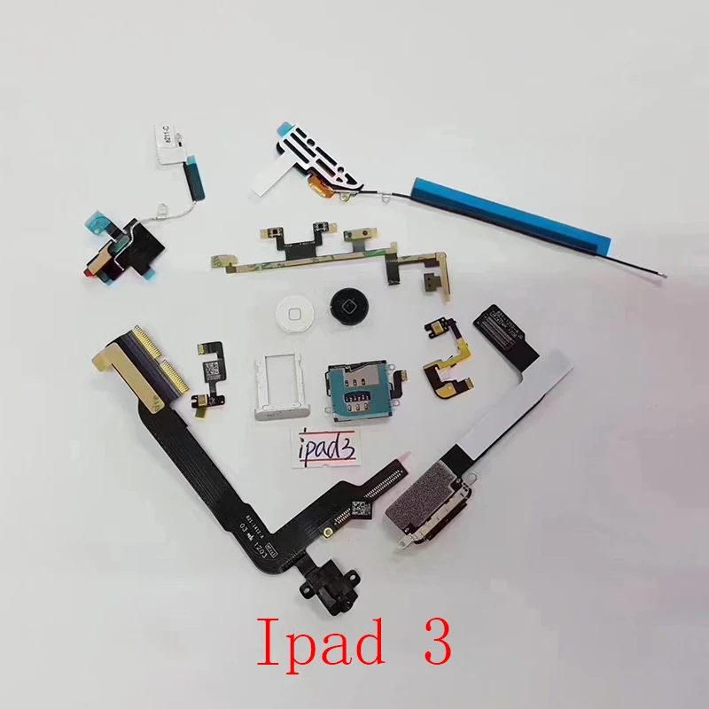 USB Charger Power Volume Antenna WIFI Back Camera Flex Cable For iPad 3 4 A1416 A1430 A1458 A1460 SIM Card Hold Mic Loudspeaker