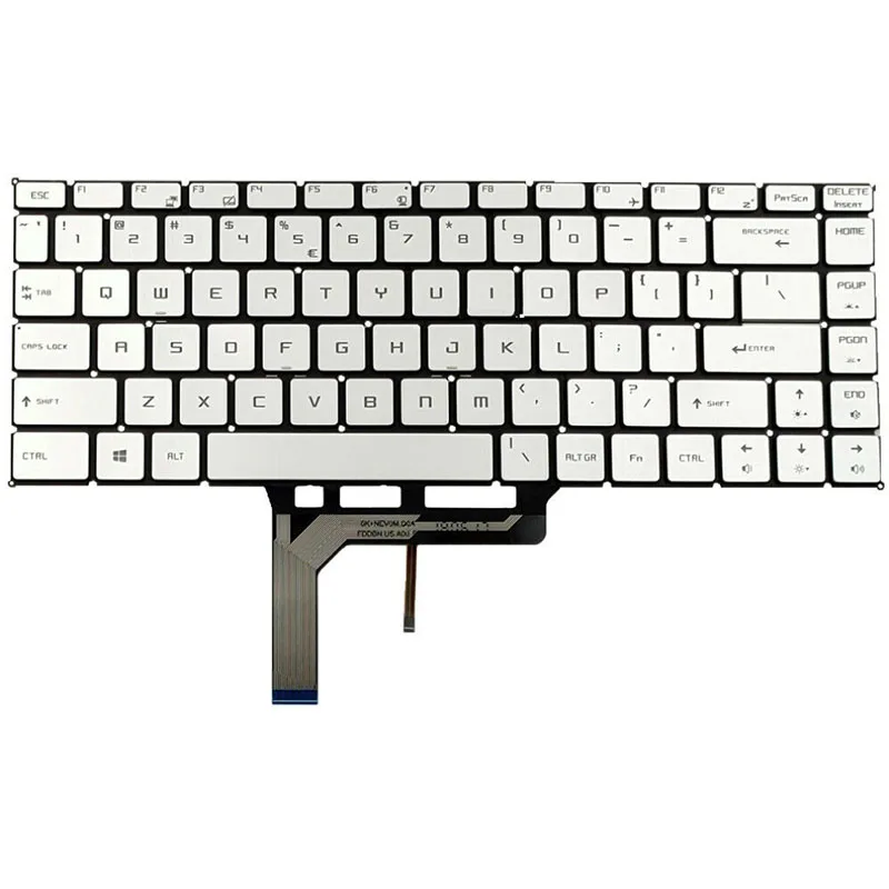 New For MSI PS42 8M PS42 8RB Laptop Keyboard Backlit Silver No Frame US