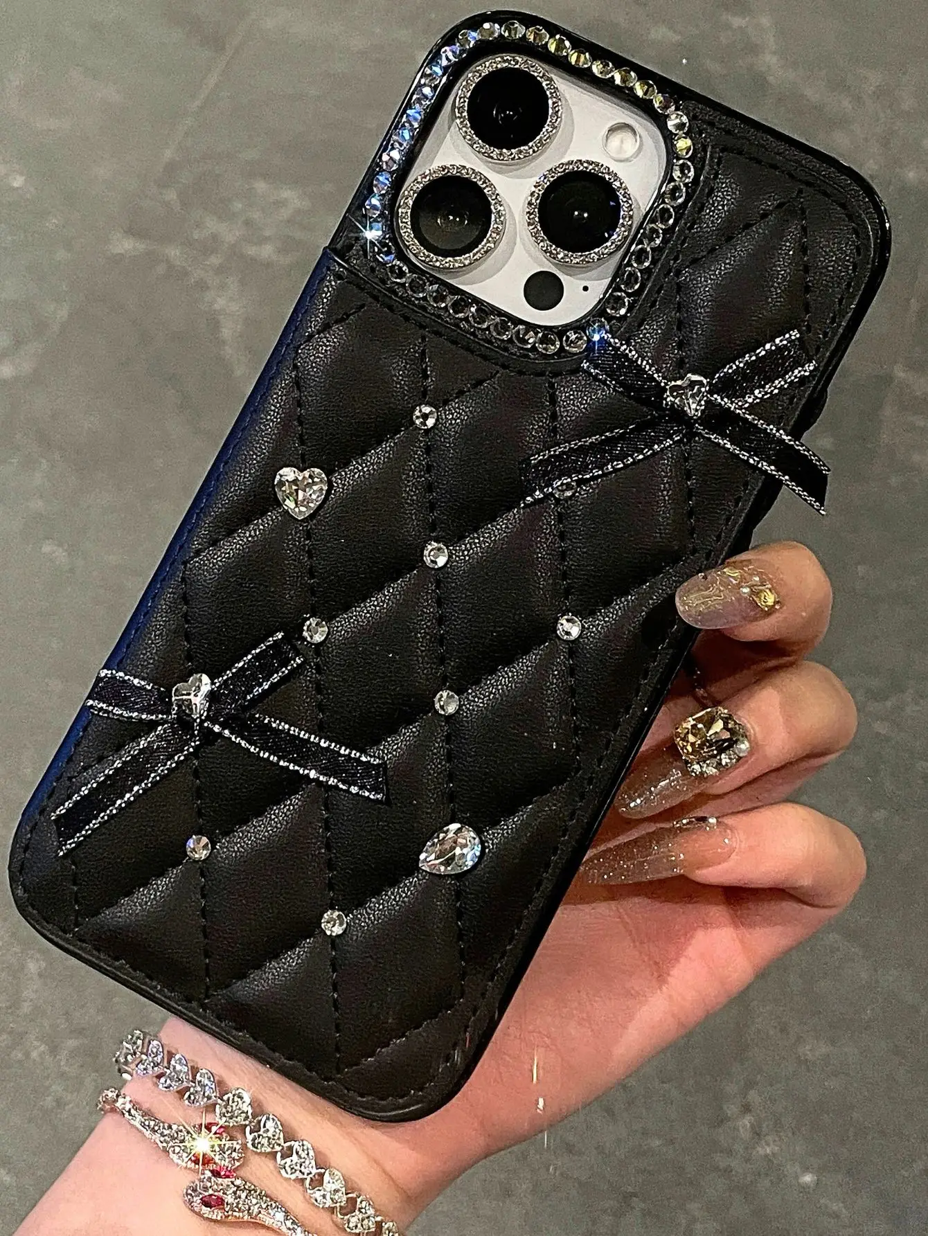 Luxury Designer Wallet Flip Cover for iPhone 17 Pro Max 16 13 14 Leather Glitter Diamond Shinny Cases for iPhone 16e 12 Mini XR