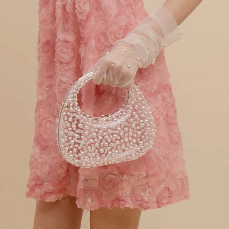 Fashion Handbags Evening Party Transparent Bags Acrylic Trends New Pearl Clutch Golden Wallet Women's Mini Bag 2025 Rhinestones