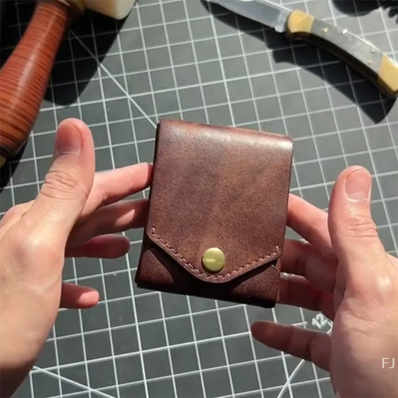 [YU]Multifunctional Compact Wallet,Handmade Leather Card Holder/Wallet,Small Slim Thin Compact Wallet,Built-In Pen Slot