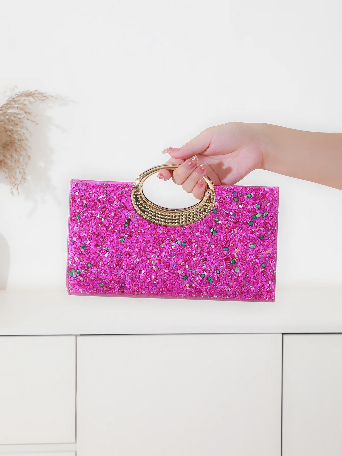 2025 New Single Side Stone Evening Bags Banquet Clutch Purse Mini Party Dinner Wallets