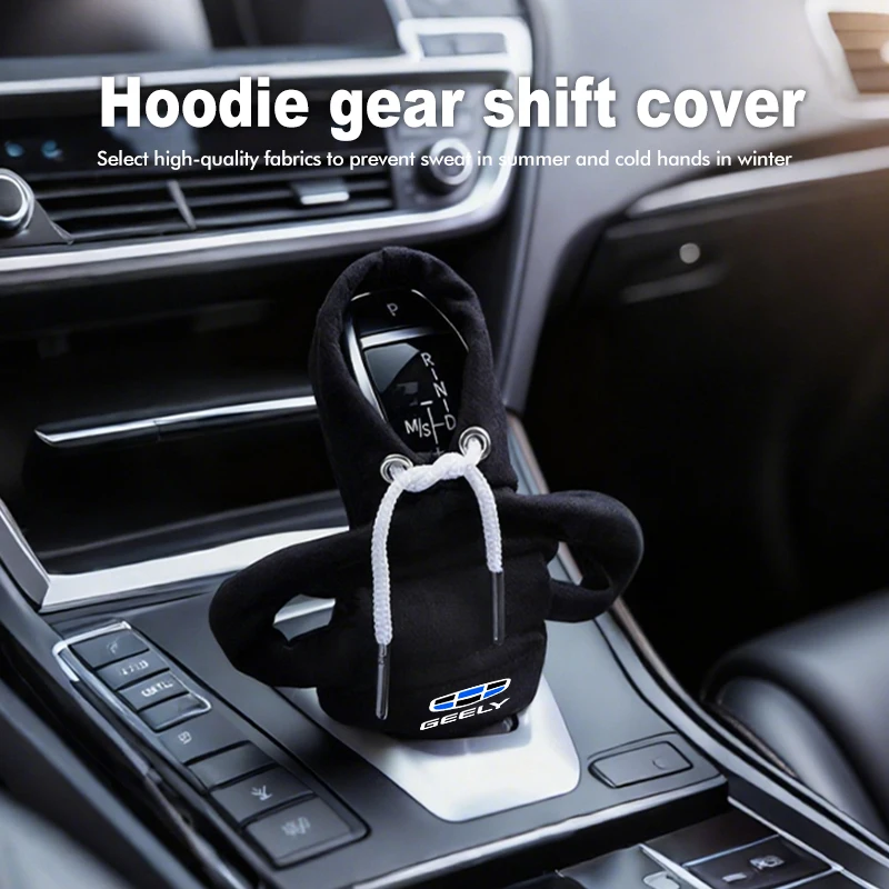 Car Gear Shift Knob Hoodie Cover With Geely Logo Fashion Mini Sweatshirt Interior Ornament For Geely Coolray Emgrand