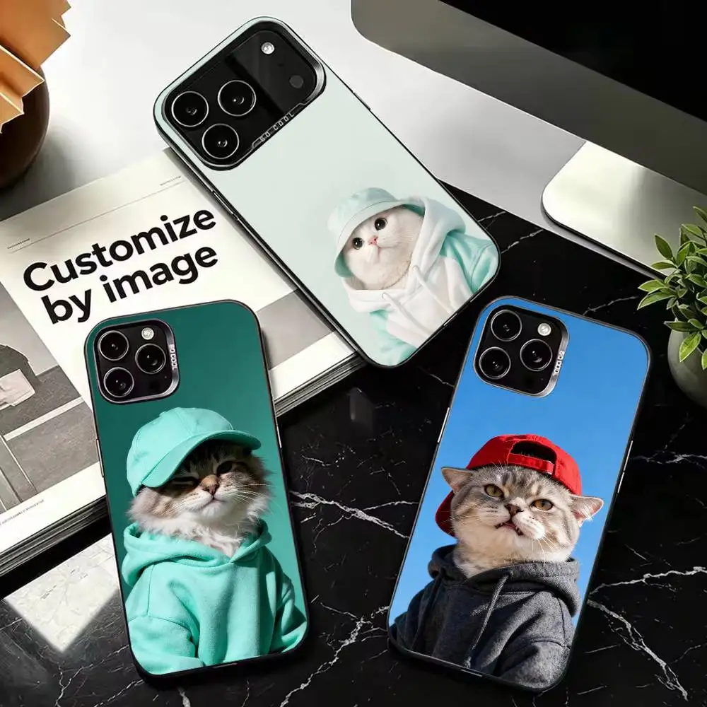 Cute Cat Hoodie Pet Animal Fashion Silver Protective Phone Case, Compatible with iPhone 11,12,13,14,15,16,17,Plus,Pro,Mini,Max