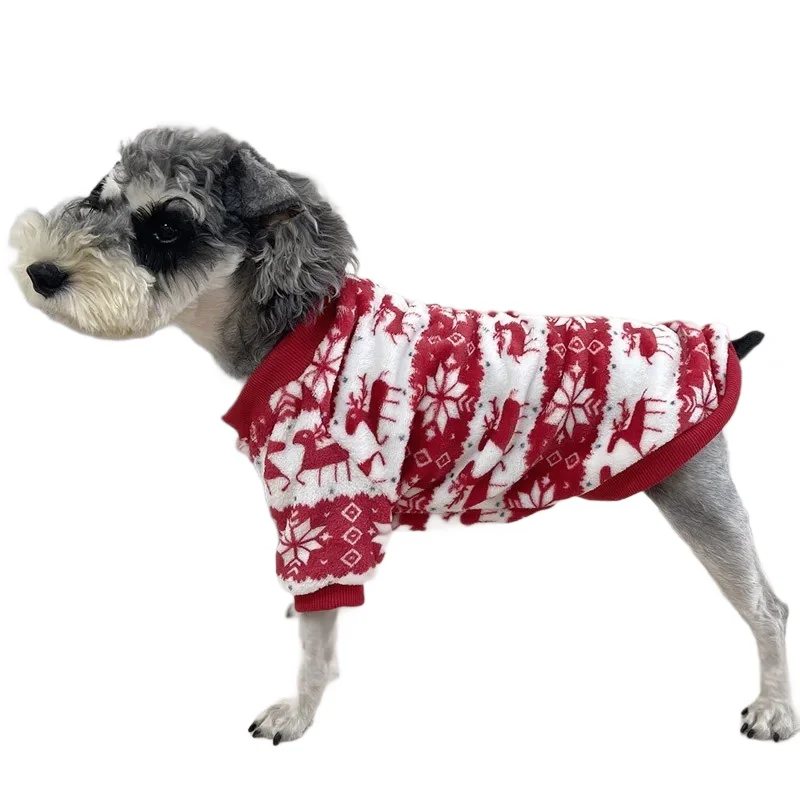 Christmas Dog Hoodies Winter Warm Velvet Soft Cute Xmas Pullover Schnauzer Poodle Small Dogs Puppy Mascotas Hot New