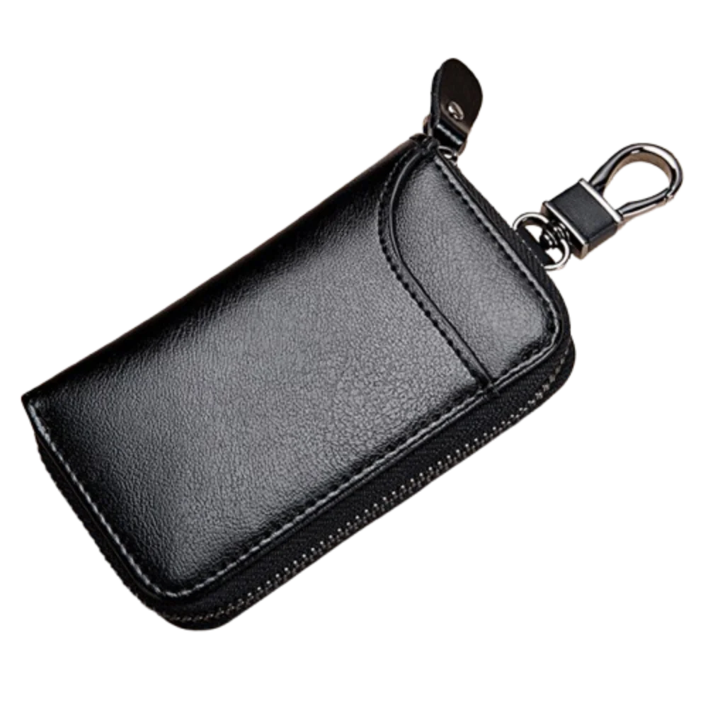 Zipper Split Car Key Wallet Solid Color Mini Purse PU Leather Key Bag Simple Portable Key Holder Organizer Pouch Card Bag