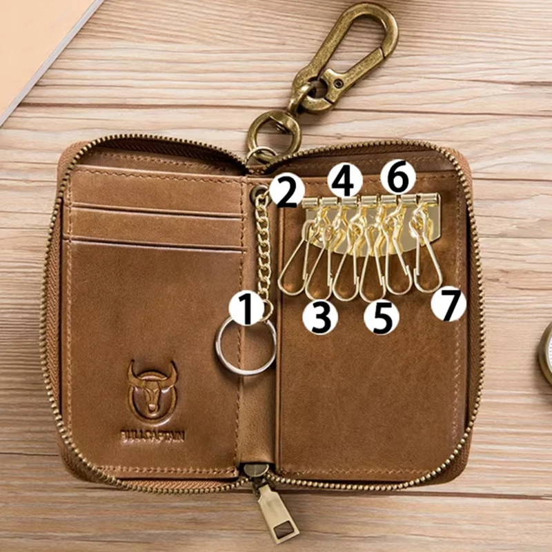 Genuine Leather Key Holder Wallet For Men 2026 Casual Multi-function Wallets Key Pouch Car Keychain anti-theft Mini Card Bag