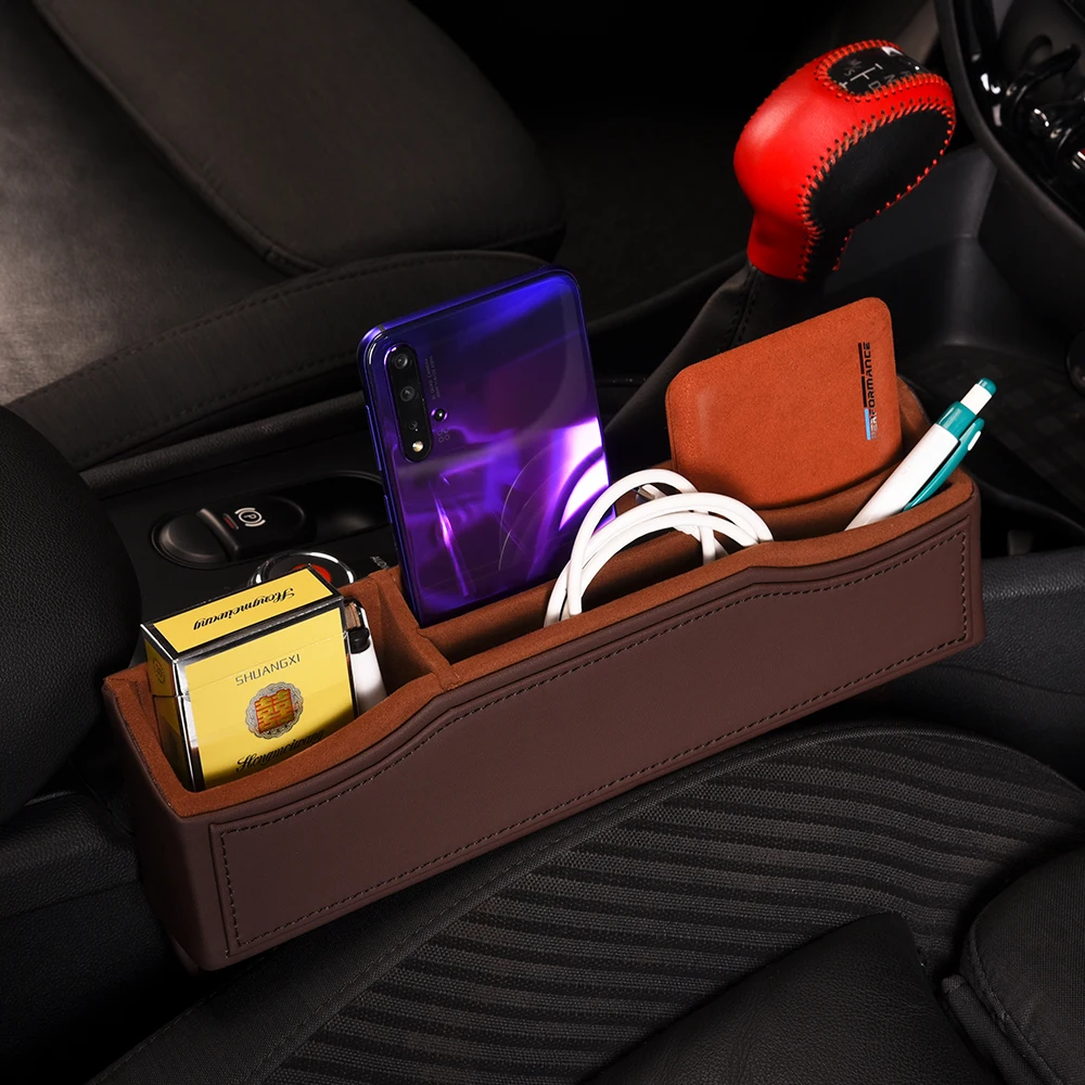 Car Seat Gap Storage Box For BMW MINI Cooper F56  Leather Case Organizer for Wallet Phone Coins Cigarette Keys Cards Accessories