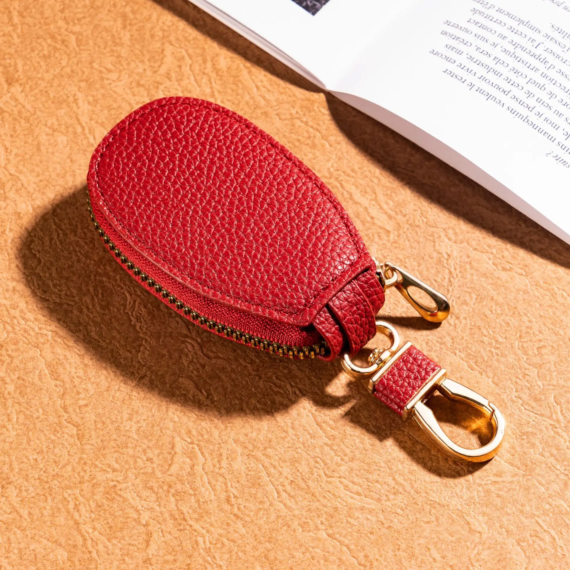 1pcs Leather Zipper Mini Car Key Wallet Key Chain Multifunctional Mini Wallet Key Chain Bag