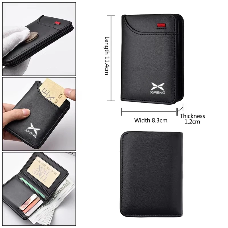 Car Leather Mini Credit Card Purse Soft Portable Small Wallet For Xpeng G3 G3i G6 G9 P5 P7 P7i X9 N5 Auto Accessories
