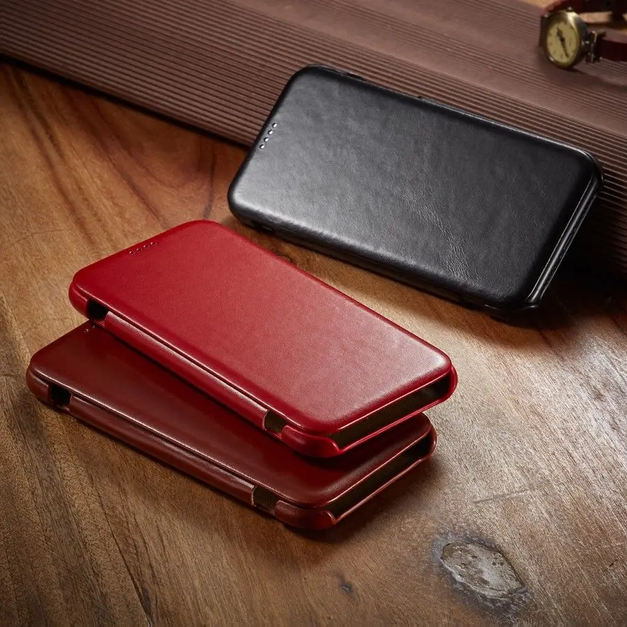 Genuine Leather Flip Cover Case for Apple iPhone 17 Air 18 13 14 Plus 15 16 Pro Max 12 Mini 7 8 SE 2022 2020 17E Luxury Fundas