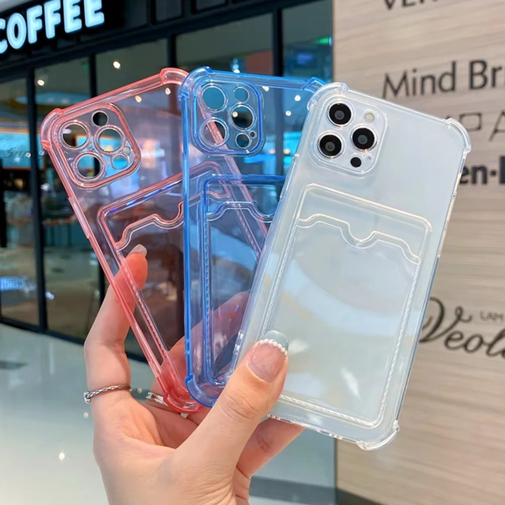 Card Holder Photo Pocket Shockproof Case For iPhone 13 Mini 11 16 18 17 15 Plus 12 14 Pro Max Air 7 8 X XR XS Max Silicone Cover