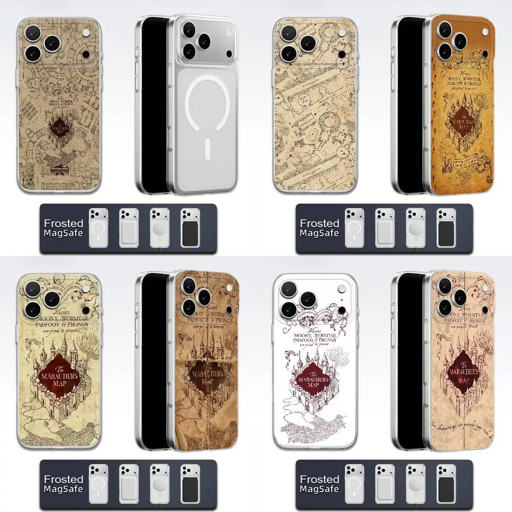 The Marauders Map Phone Case For iPhone 17,16,15,14,13,12,11,Pro,Max,Plus,E,Air,Mini Magsafe Frosted Transparent
