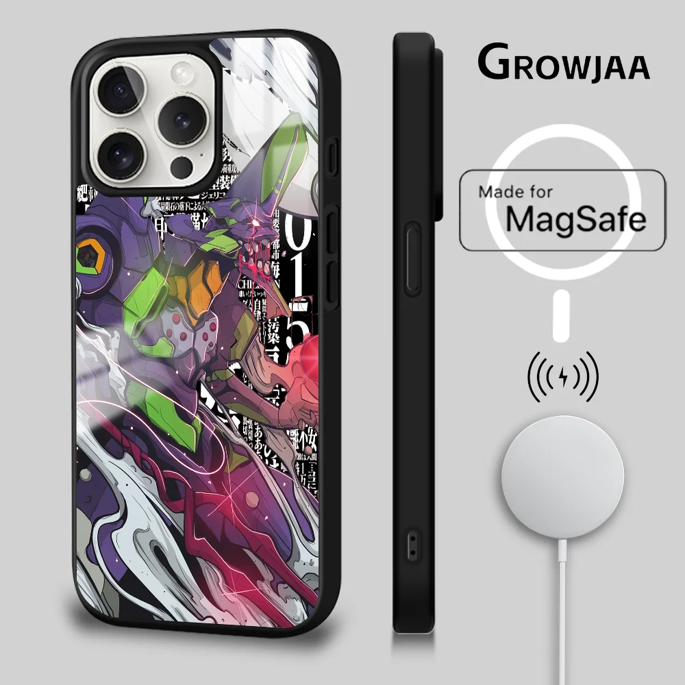 Hot Anime E-Eva 01 Phone Case Magnetic For iPhone 16 15 14 13 12 11 Pro Max Plus Mini Magsafe Wireless Charging Cover