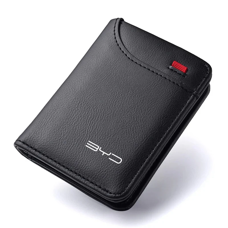 Portable Genuine Leather Car ID Card Purse for BYD Seal Dolphin Yuan Plus Seal U Frigate 07 Tang Multi-Functional Wallet Holder
