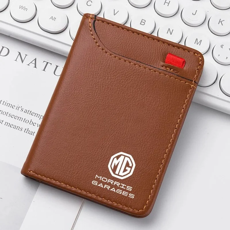 MG Car Logo PU Leather Portable Wallet Credit Card Case Fit MG ZS EV HS EHS PHEV MG3 MG4 MG5 MG6 MG7 GT ZR RX5 RX8 ONE Cyberster
