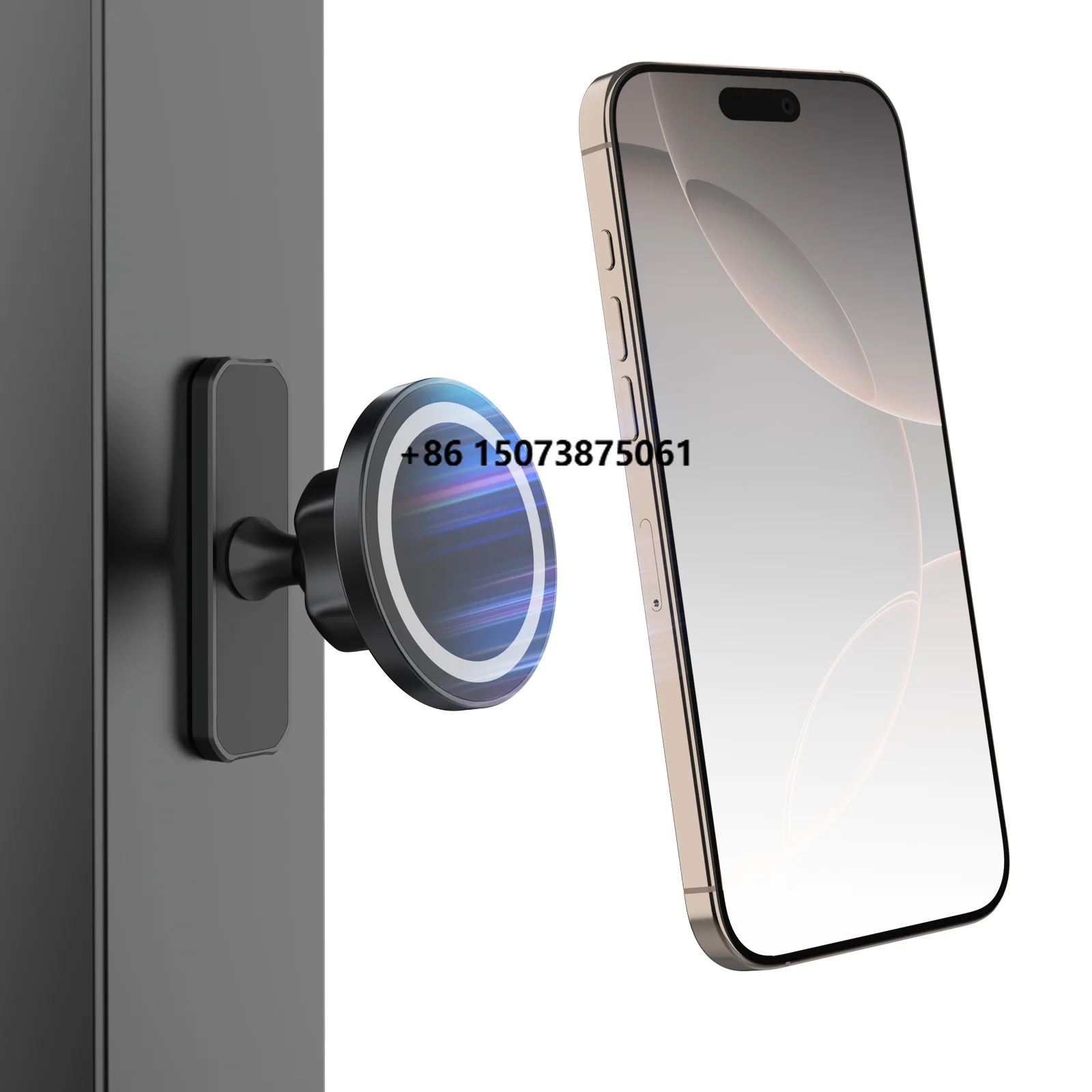 360 Rotatable Aluminum Alloy Magnetic Phone Mount Flexible Durable Yunku N03 Wallet/Card Slot Portable Car Mobile Phone Holder