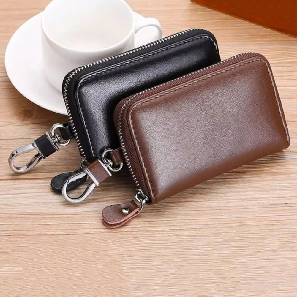 Lightweight Retro Car Key Wallet Portable Card Slot Key Storage Pouch Buckle Multifunctional Key Organizer Men Women